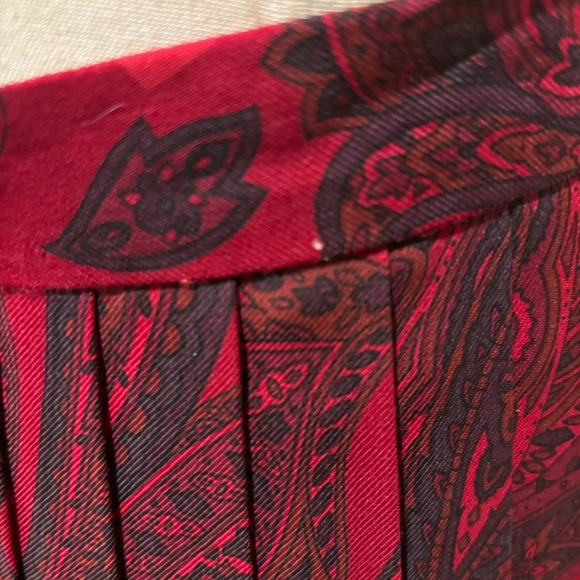 70s ABECROMBIE & FITCH BURGUNDY WHIMSIGOTH ROSE & PAISLEY KNIFE PLEAT MAXI SKIRT - Picture 8 of 13